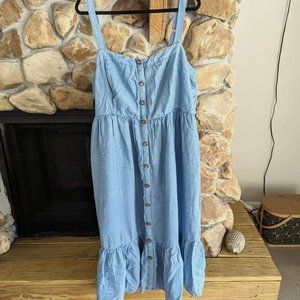Torrid Tea Length Chambray Button Front Dress